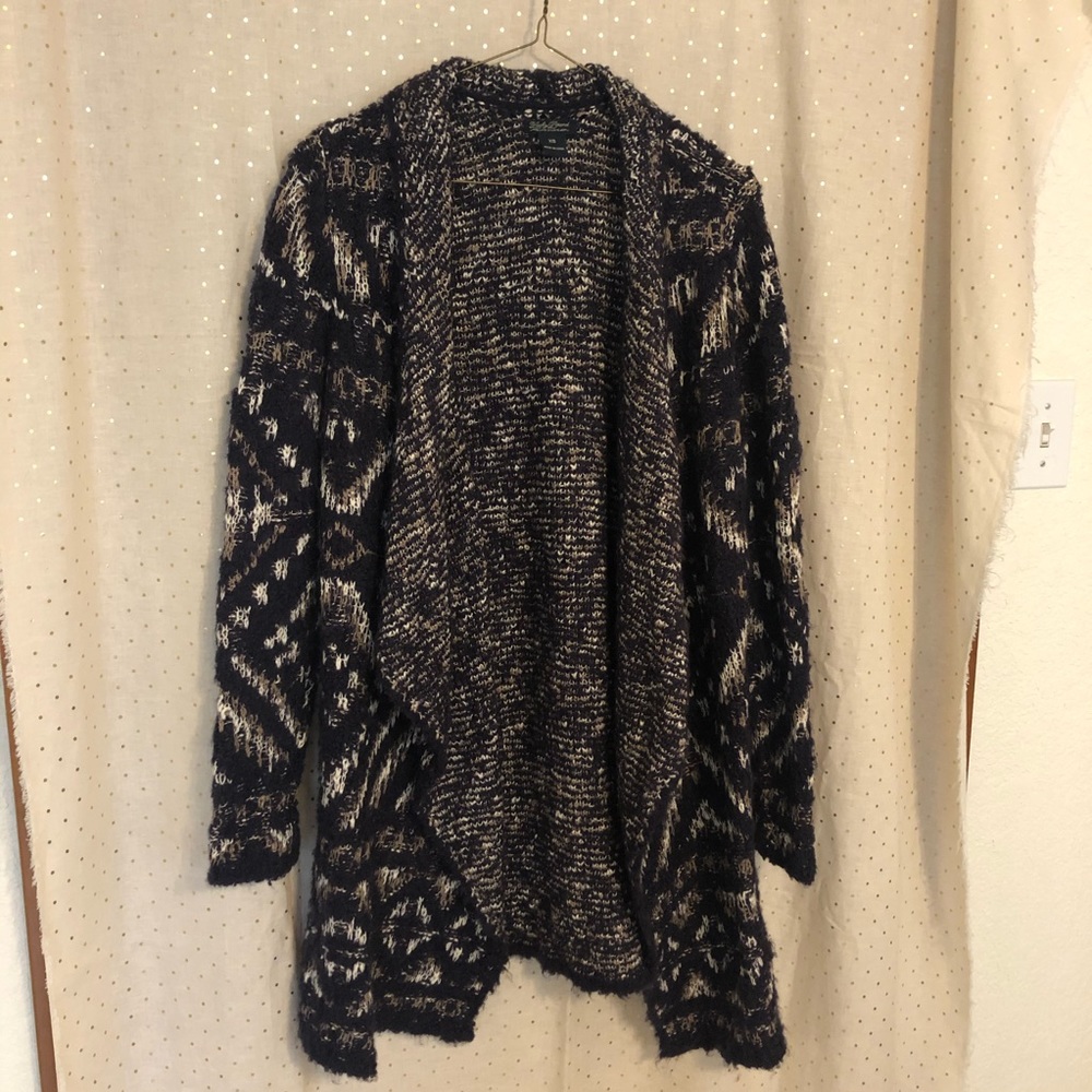 Lucky brand long Aztec print draped cardigan